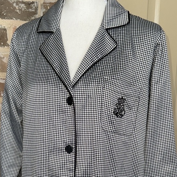 Lauren Ralph Lauren Houndstooth Pajama Top Black White Checkered Sz S - Picture 13 of 13